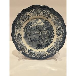 J & G Meakin Stratford Stage Blue Transferware Plate 8" England